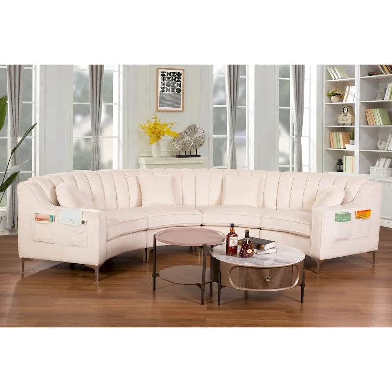 Velvet Symmetrical Modular U Shaped Curved Corner Sectional Sofas - 141  Wide