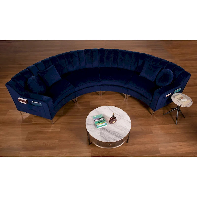 Velvet Symmetrical Modular U Shaped Curved Corner Sectional Sofas - 141  Wide