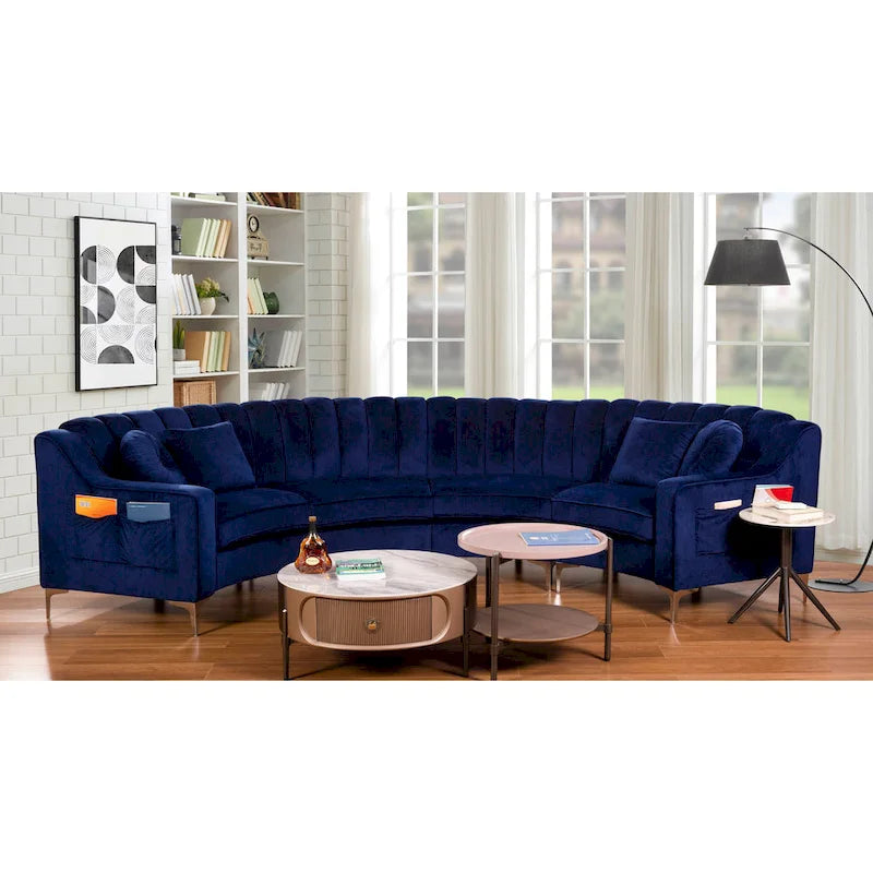 Velvet Symmetrical Modular U Shaped Curved Corner Sectional Sofas - 141  Wide