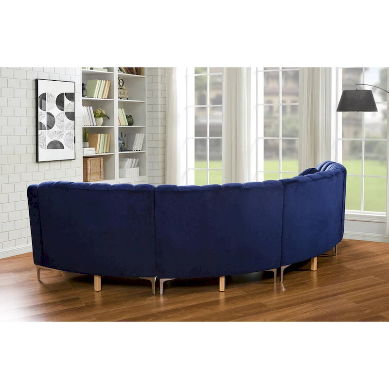 Velvet Symmetrical Modular U Shaped Curved Corner Sectional Sofas - 141  Wide