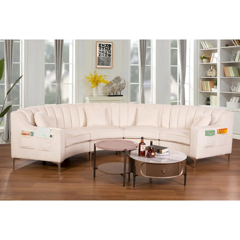 Velvet Symmetrical Modular U Shaped Curved Corner Sectional Sofas - 141  Wide