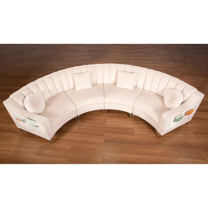 Velvet Symmetrical Modular U Shaped Curved Corner Sectional Sofas - 141  Wide