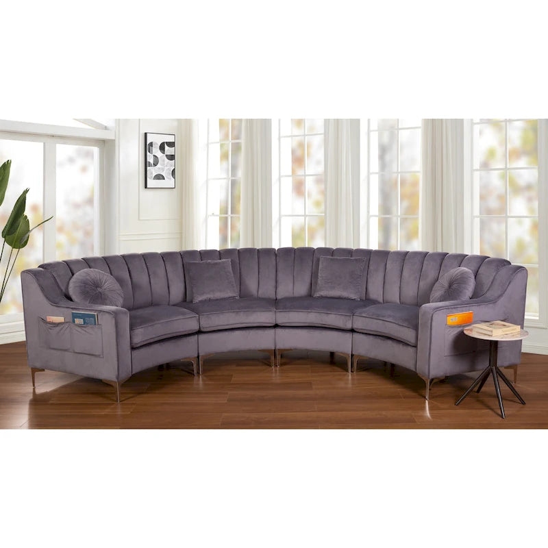 Velvet Symmetrical Modular U Shaped Curved Corner Sectional Sofas - 141  Wide