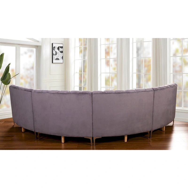 Velvet Symmetrical Modular U Shaped Curved Corner Sectional Sofas - 141  Wide