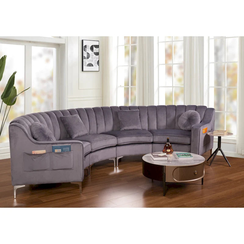 Velvet Symmetrical Modular U Shaped Curved Corner Sectional Sofas - 141  Wide