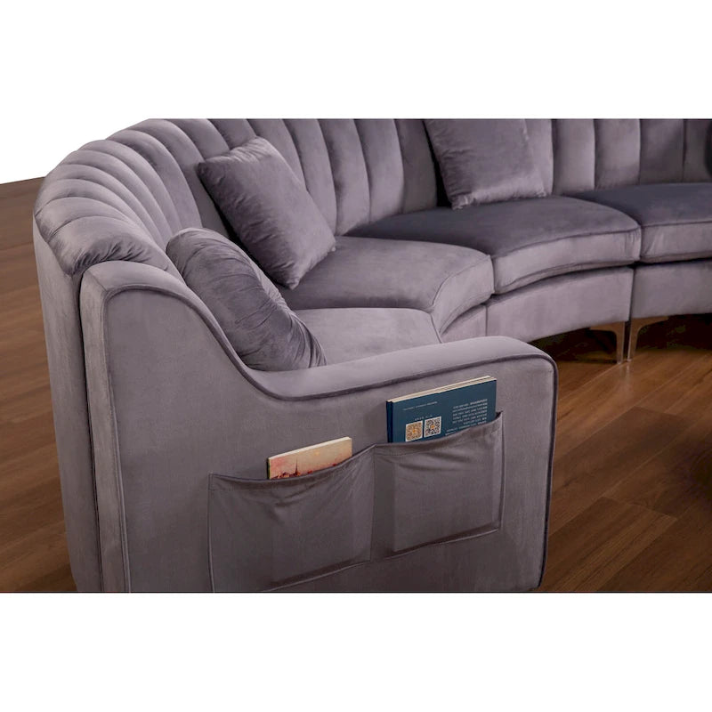 Velvet Symmetrical Modular U Shaped Curved Corner Sectional Sofas - 141  Wide