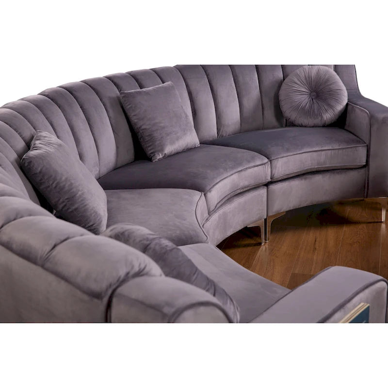Velvet Symmetrical Modular U Shaped Curved Corner Sectional Sofas - 141  Wide