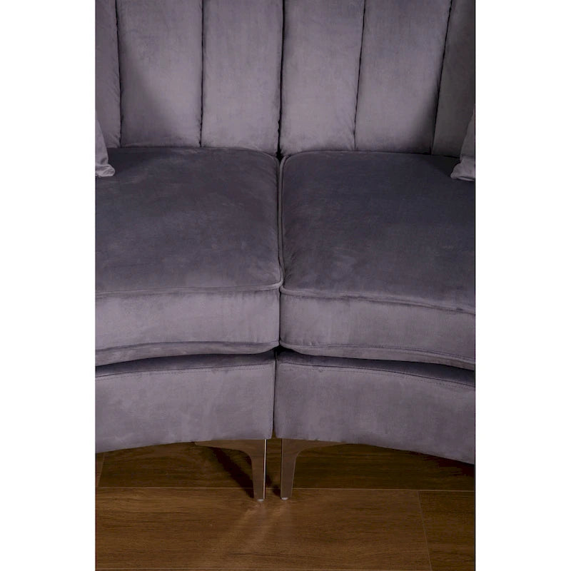 Velvet Symmetrical Modular U Shaped Curved Corner Sectional Sofas - 141  Wide