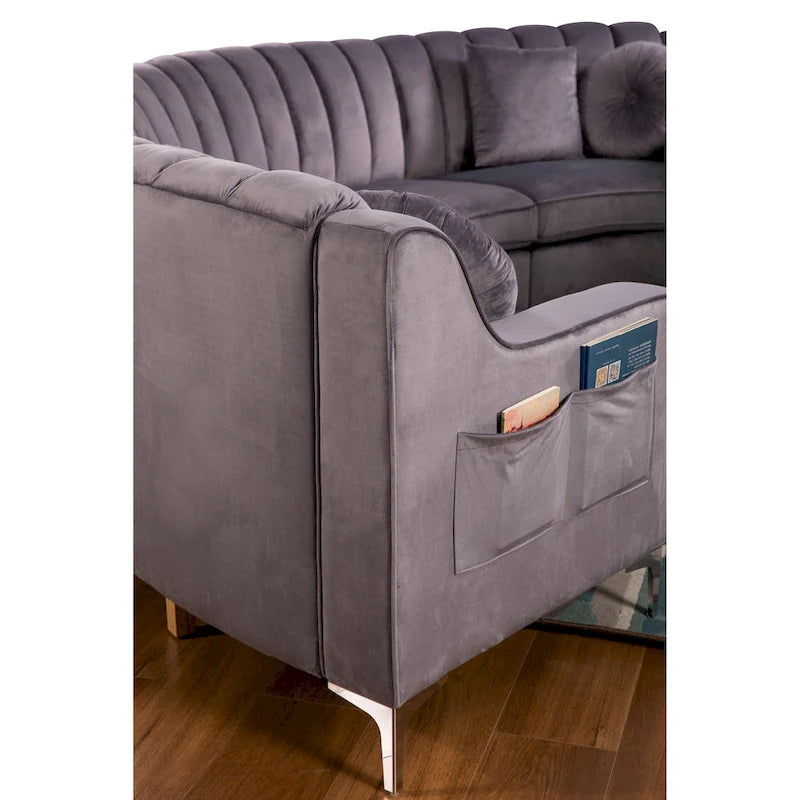 Velvet Symmetrical Modular U Shaped Curved Corner Sectional Sofas - 141  Wide