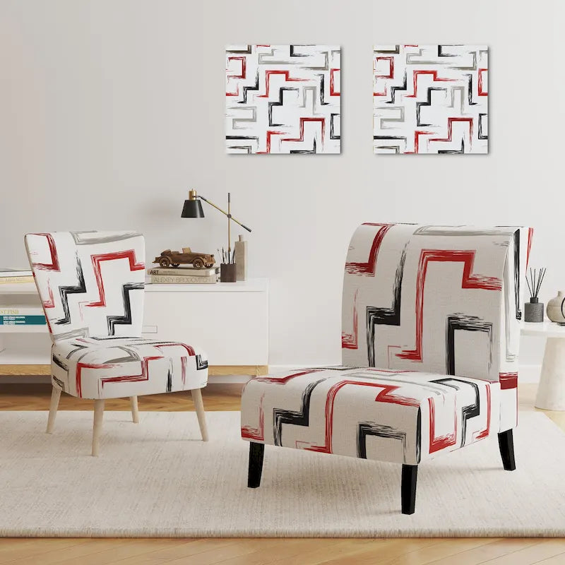 Designart  Multicolor Trendy Geometric   Upholstered Patterned Accent Chair and Arm Chair
