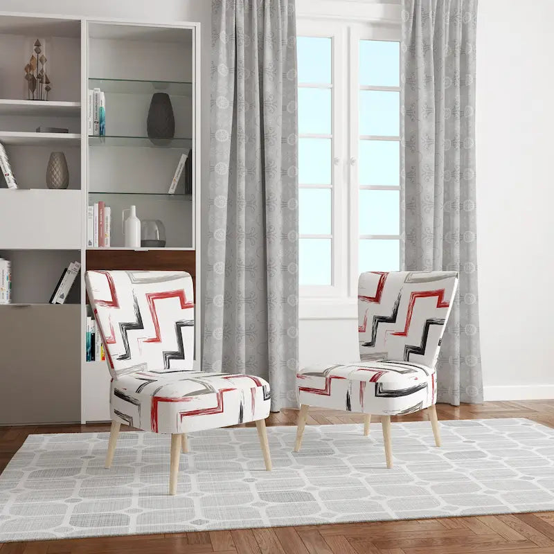 Designart  Multicolor Trendy Geometric   Upholstered Patterned Accent Chair and Arm Chair