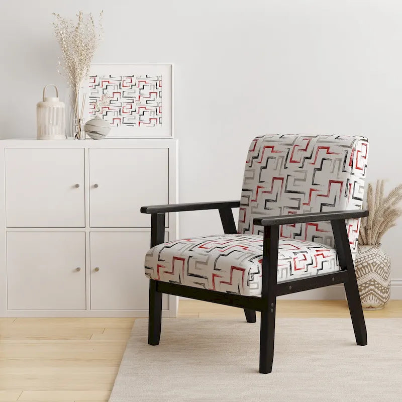 Designart  Multicolor Trendy Geometric   Upholstered Patterned Accent Chair and Arm Chair
