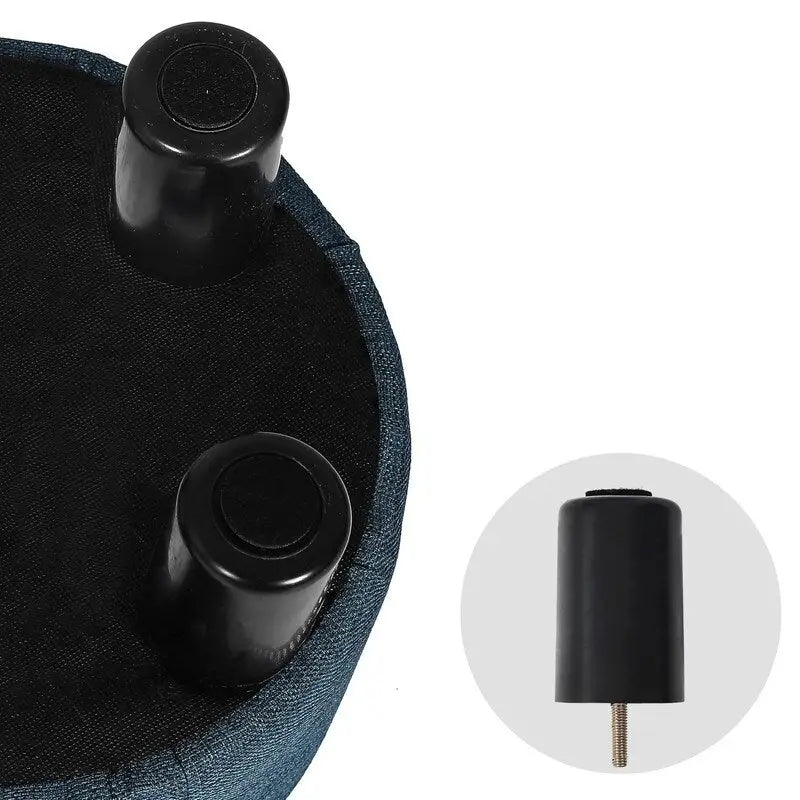 Adeco Round Ottoman Fabric Footrest Modern Padded Chair Footstool