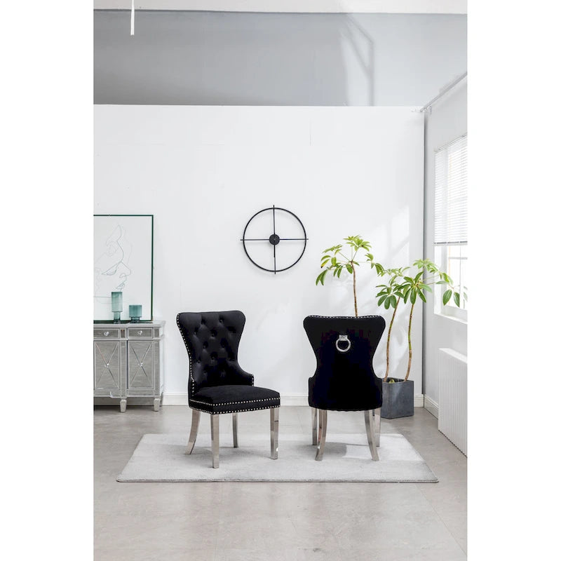 Roundhill Furniture Montura Tufted Velvet Chair (Set of 2)