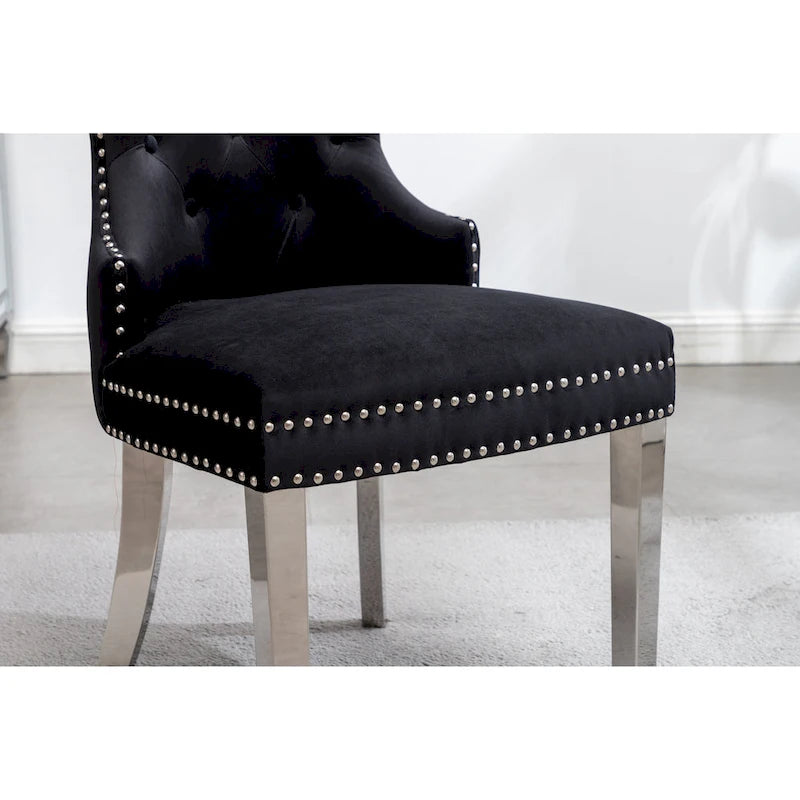 Roundhill Furniture Montura Tufted Velvet Chair (Set of 2)