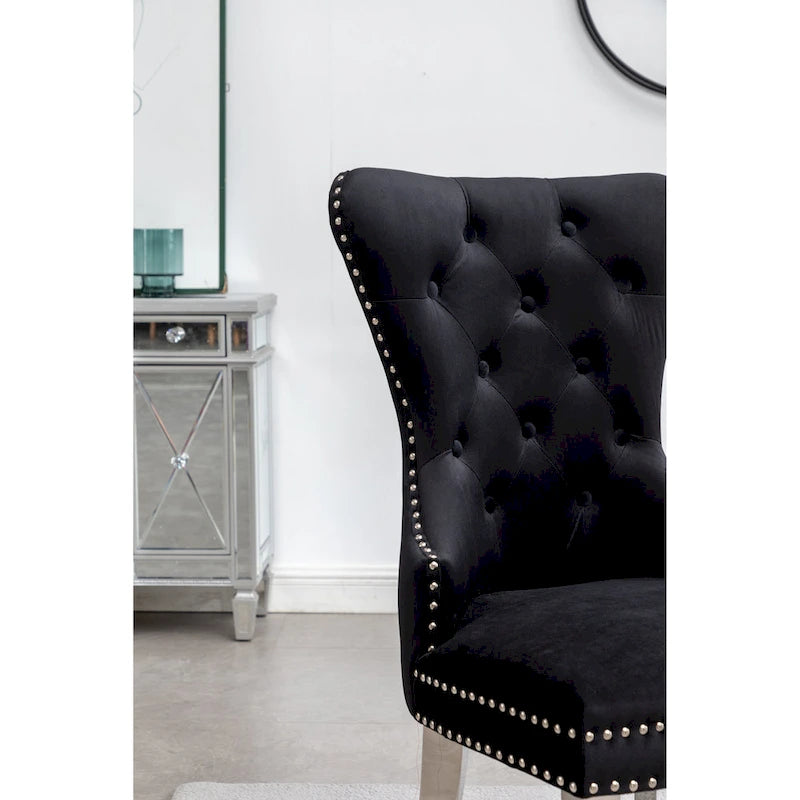 Roundhill Furniture Montura Tufted Velvet Chair (Set of 2)