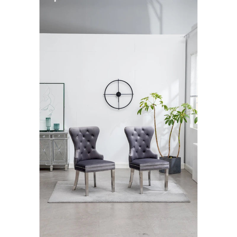 Roundhill Furniture Montura Tufted Velvet Chair (Set of 2)