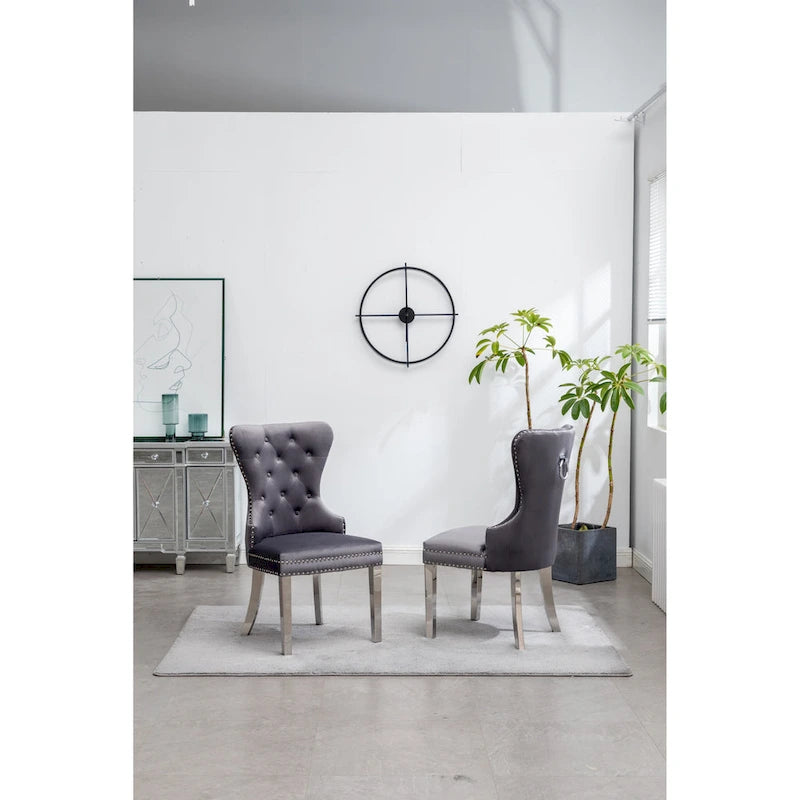 Roundhill Furniture Montura Tufted Velvet Chair (Set of 2)