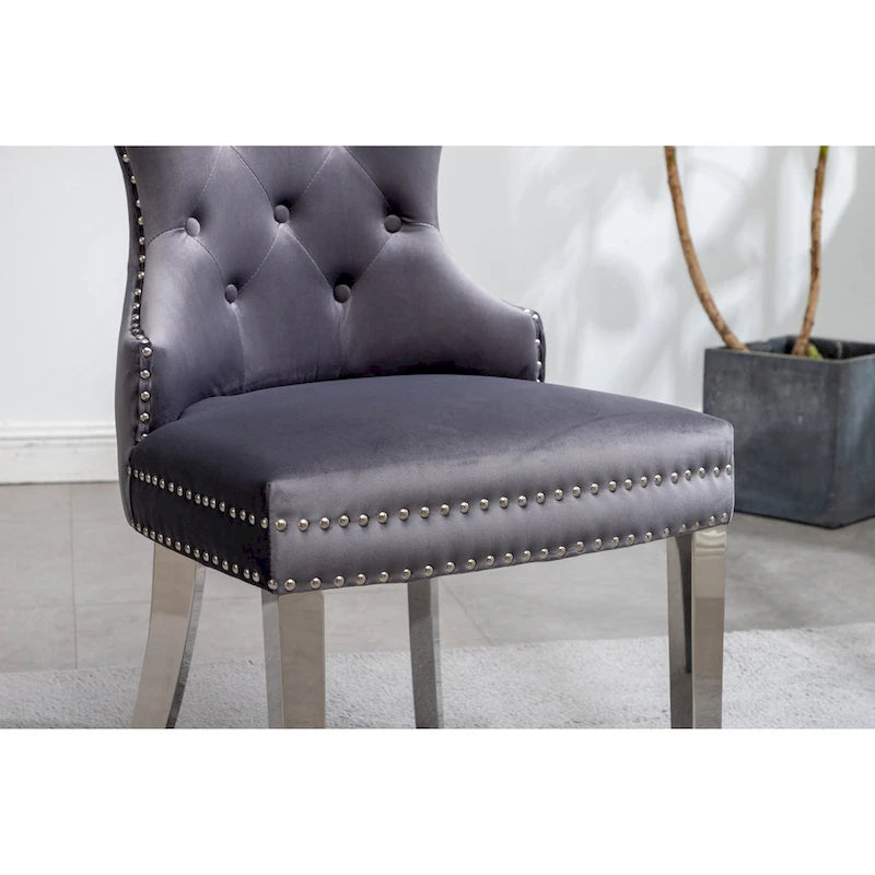 Roundhill Furniture Montura Tufted Velvet Chair (Set of 2)