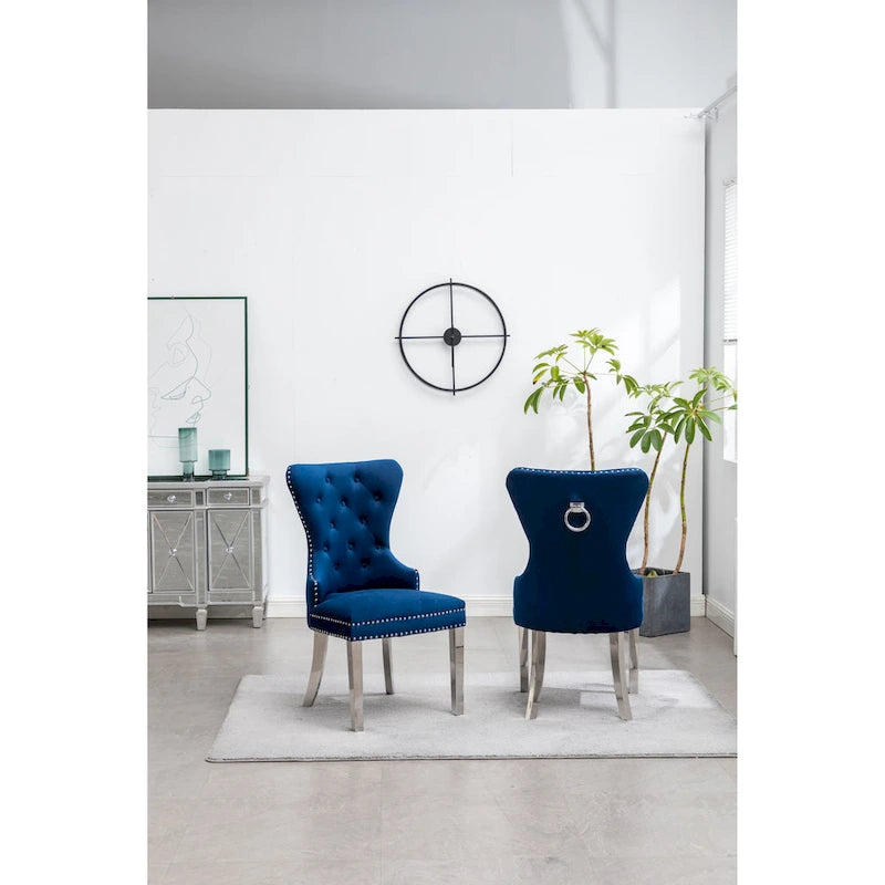 Roundhill Furniture Montura Tufted Velvet Chair (Set of 2)