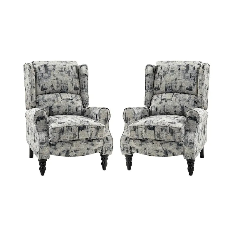 Olympus Upholstered Classic Manual Wingback Recliner with Solid Wood Legs Set of 2 by HULALA HOME