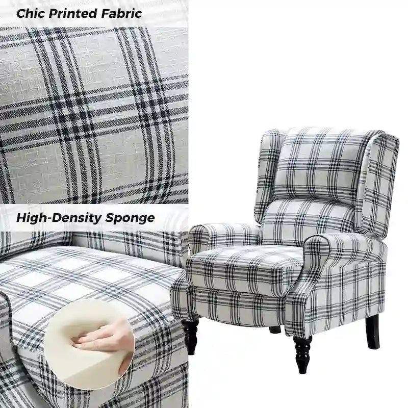 Olympus Upholstered Classic Manual Wingback Recliner with Solid Wood Legs Set of 2 by HULALA HOME