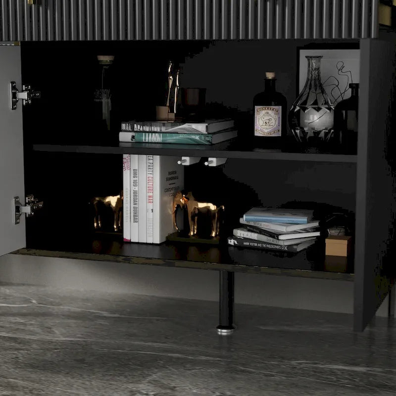 Timechee 4 Doors Kitchen Sideboard 2 Top Drawers Accent Storage Cabinet