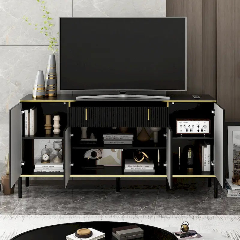 Timechee 4 Doors Kitchen Sideboard 2 Top Drawers Accent Storage Cabinet