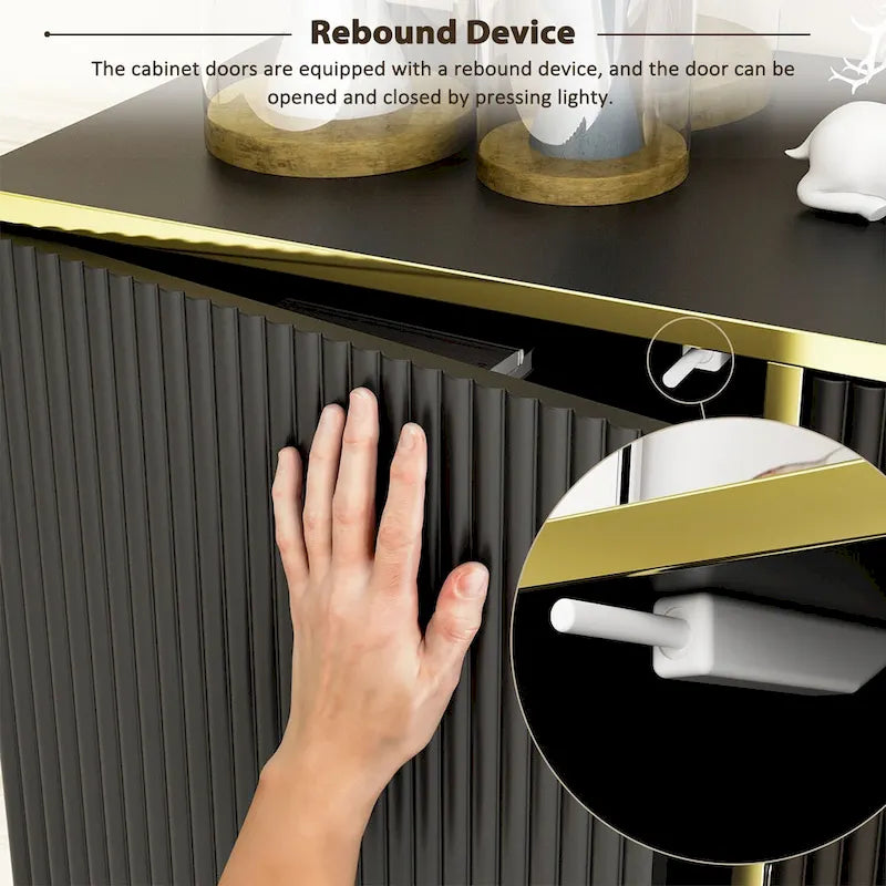 Timechee 4 Doors Kitchen Sideboard 2 Top Drawers Accent Storage Cabinet