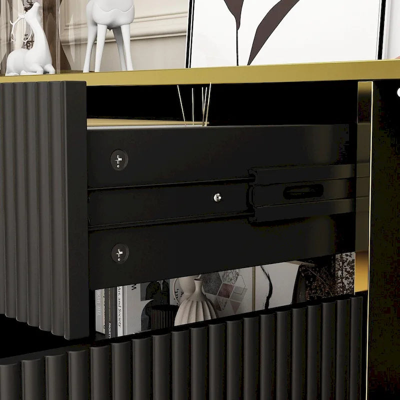 Timechee 4 Doors Kitchen Sideboard 2 Top Drawers Accent Storage Cabinet