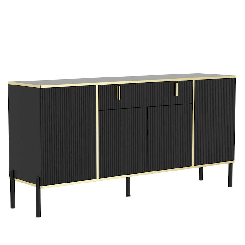 Timechee 4 Doors Kitchen Sideboard 2 Top Drawers Accent Storage Cabinet