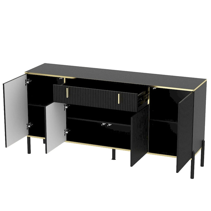 Timechee 4 Doors Kitchen Sideboard 2 Top Drawers Accent Storage Cabinet