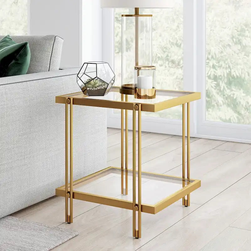 Inez Modern Metal and Glass Side Table