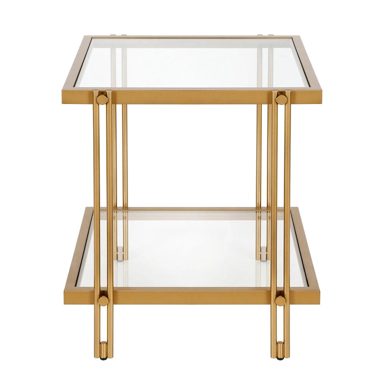 Inez Modern Metal and Glass Side Table