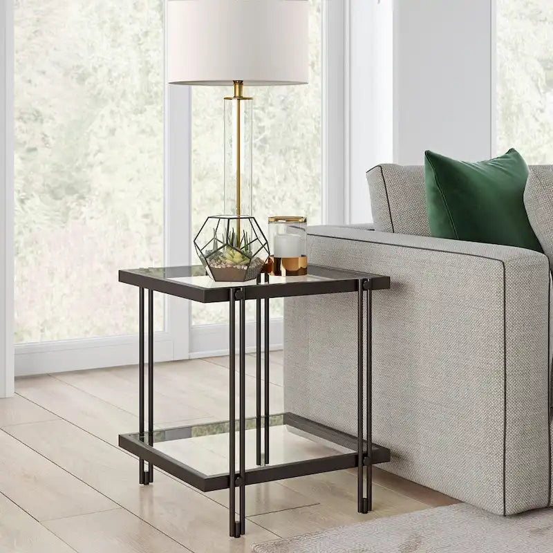 Inez Modern Metal and Glass Side Table