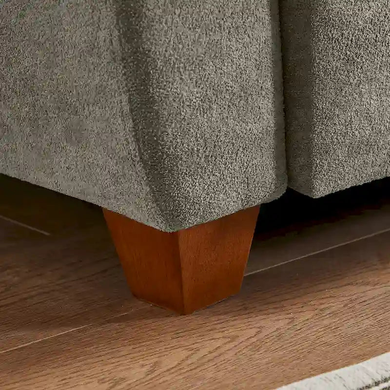 109  Modern 4 Seaters Towelling Sectional Sofa with Hidden Coffee Table Adjustable Headrest and Large Storage Space