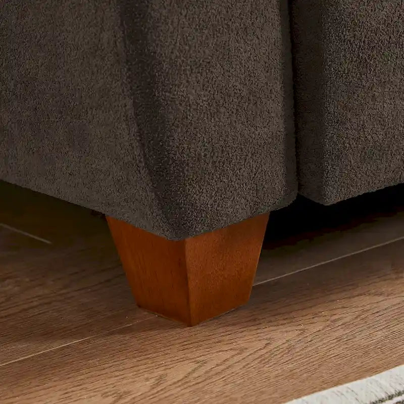 109  Modern 4 Seaters Towelling Sectional Sofa with Hidden Coffee Table Adjustable Headrest and Large Storage Space