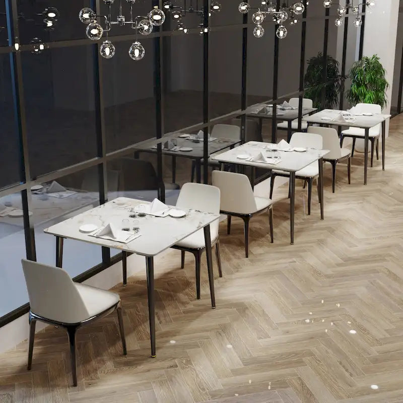 Modern Sintered Stone Marble Effect Table Top Kitchen Dining Table Square 4-Seat