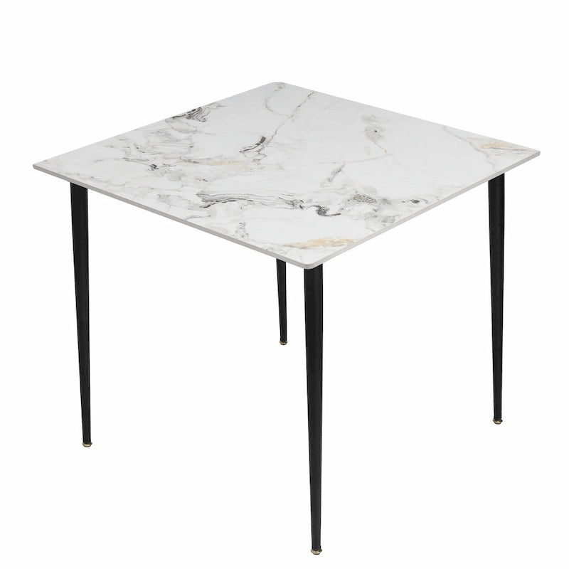 Modern Sintered Stone Marble Effect Table Top Kitchen Dining Table Square 4-Seat
