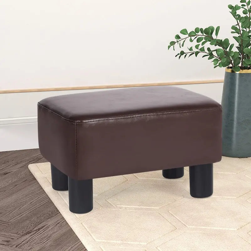 Adeco Small Rectangle Footstool PU Leather Ottoman Footrest Modern