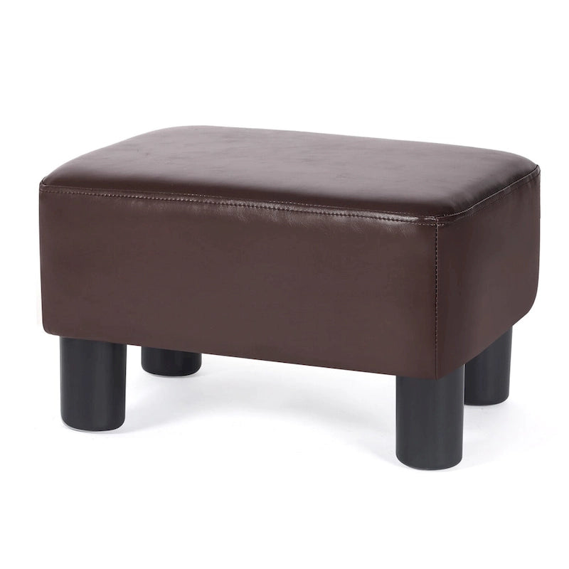 Adeco Small Rectangle Footstool PU Leather Ottoman Footrest Modern