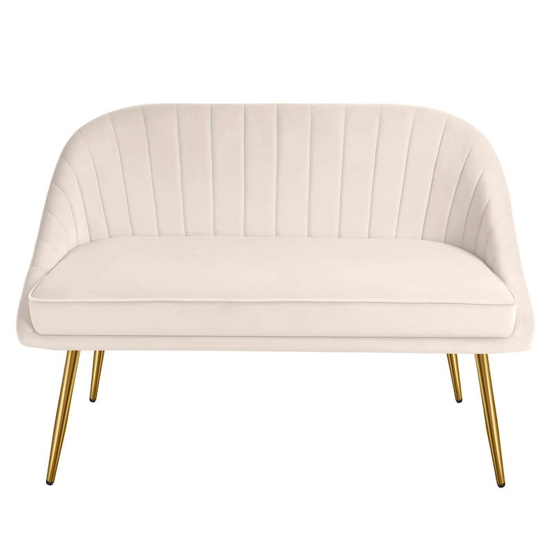 Tufted Contemporary Loveseat Sofa Chair With Gold Metal Legs Two-Seat Sofa for Living Room Bedroom