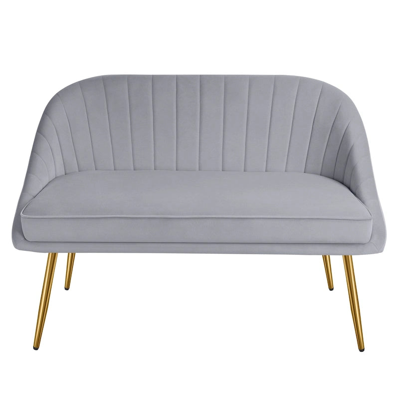 Tufted Contemporary Loveseat Sofa Chair With Gold Metal Legs Two-Seat Sofa for Living Room Bedroom