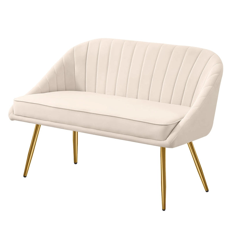 Tufted Contemporary Loveseat Sofa Chair With Gold Metal Legs Two-Seat Sofa for Living Room Bedroom