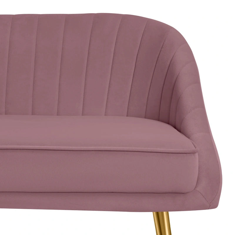 Tufted Contemporary Loveseat Sofa Chair With Gold Metal Legs Two-Seat Sofa for Living Room Bedroom