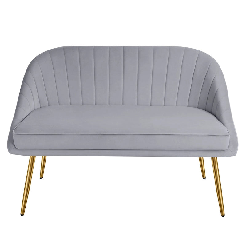 Tufted Contemporary Loveseat Sofa Chair With Gold Metal Legs Two-Seat Sofa for Living Room Bedroom