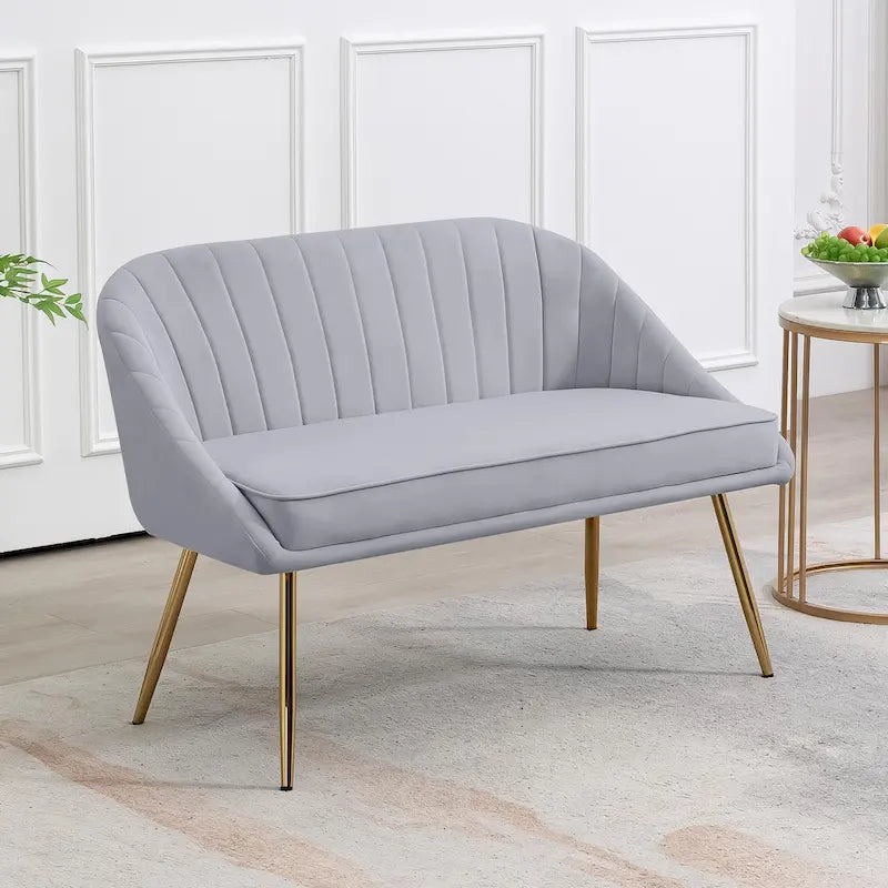 Tufted Contemporary Loveseat Sofa Chair With Gold Metal Legs Two-Seat Sofa for Living Room Bedroom