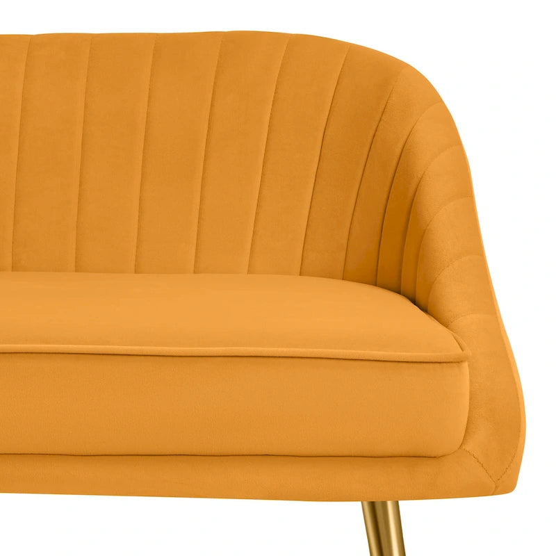 Tufted Contemporary Loveseat Sofa Chair With Gold Metal Legs Two-Seat Sofa for Living Room Bedroom