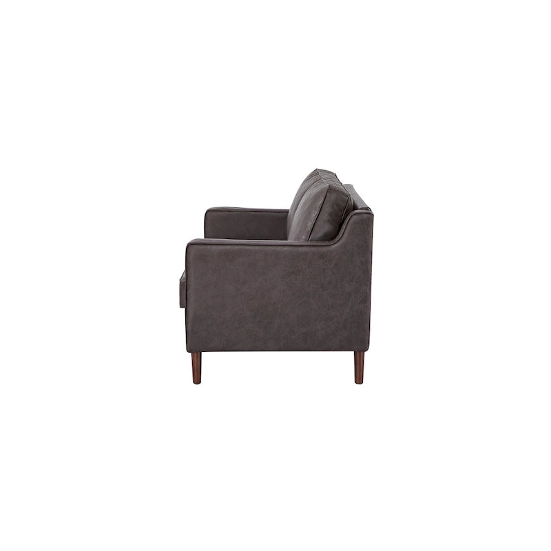Sedona Modern Loveseat Sofa, Faux Linen / Vegan Leather Couch - N/A