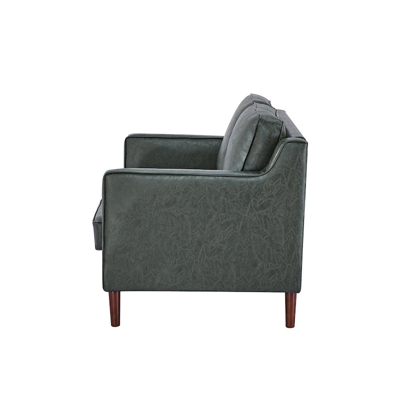 Sedona Modern Loveseat Sofa, Faux Linen / Vegan Leather Couch - N/A